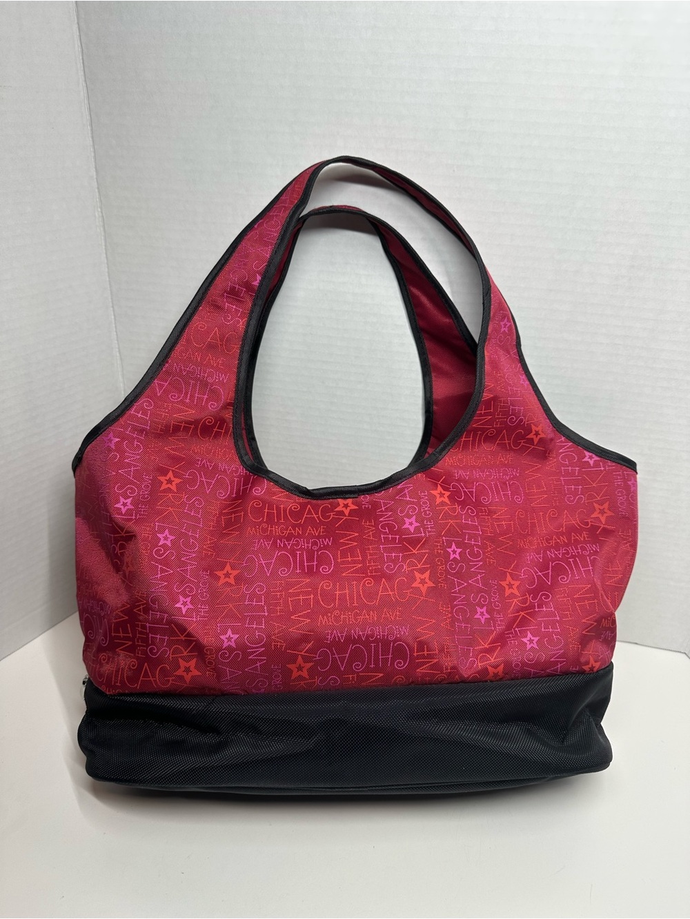 American Girl Red-Pink Patterned Tote with Black Base - Picture 11 of 14